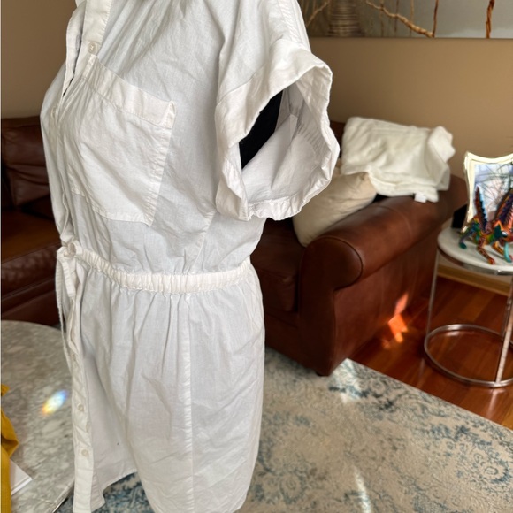 Steve Madden White Shirt-Style Drawstring Swim Coverup - Picture 5 of 6